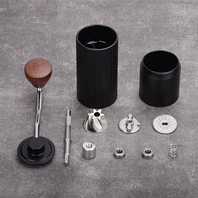 Manual Coffee Grinder – Stainless Steel CNC Conical Burr Hand Grinder, 30g Capacity, Adjustable Coarse-to-Fine Settings, Portable Coffee Mill With Brush (Black)