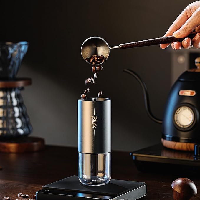 Small Manual Coffee Bean Grinder - 6 Stainless Steel Conical Burr Hand Coffee Grinder with 16 Adjustable Setting, Double Bearing Hand Espresso Grinder