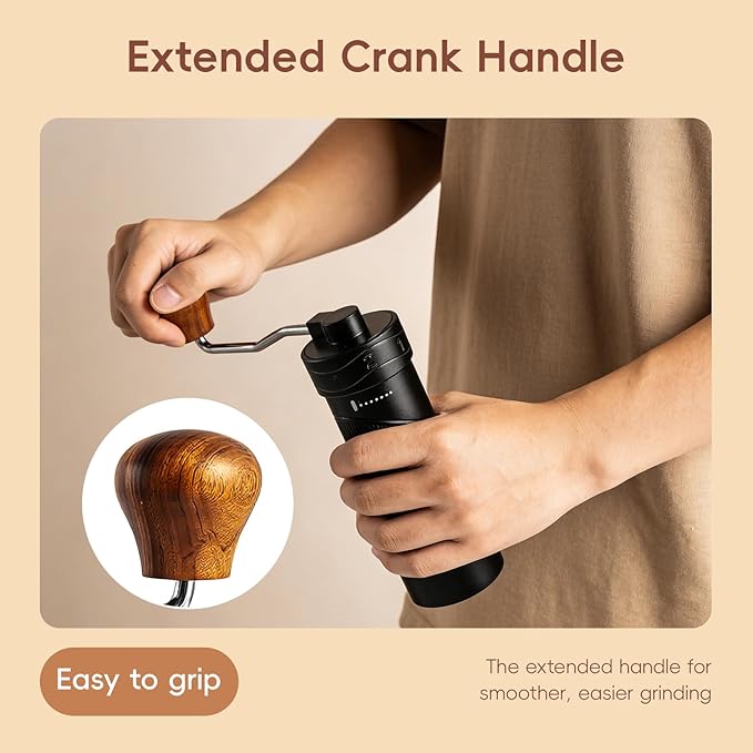 Manual Coffee Grinder with 8 Adjustable Coarseness Settings for Espresso Moka Beans French Press Pour Over Drip Hand Crank Coffee Bean Grinder Mill for Home use or Travel Camping