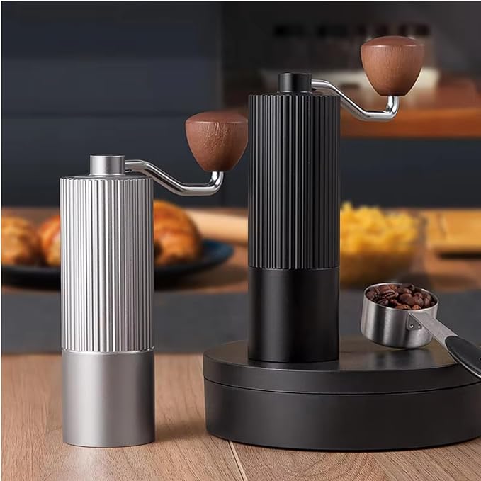 Manual Coffee Grinder – Stainless Steel CNC Conical Burr Hand Grinder, 30g Capacity, Adjustable Coarse-to-Fine Settings, Portable Coffee Mill With Brush (Black)