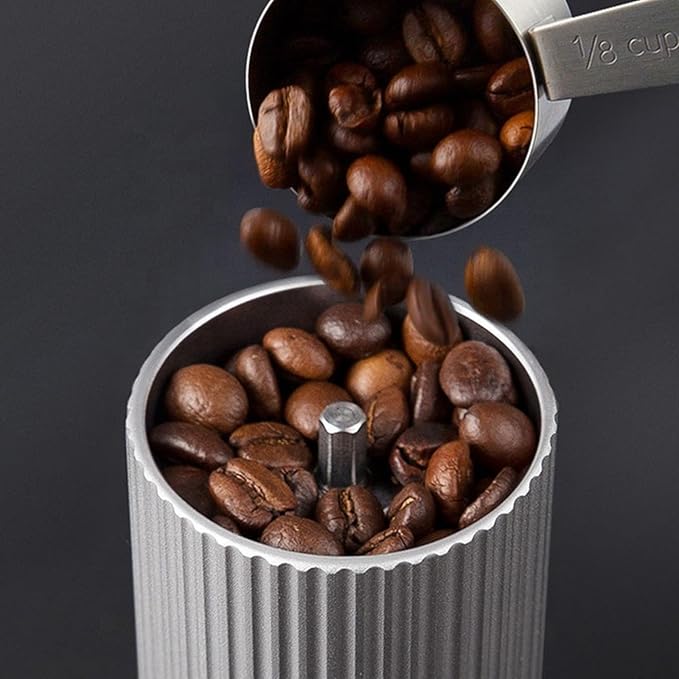 Manual Coffee Grinder – Stainless Steel CNC Conical Burr Hand Grinder, 30g Capacity, Adjustable Coarse-to-Fine Settings for Espresso, Drip – Portable Coffee Mill With Brush (Gray)