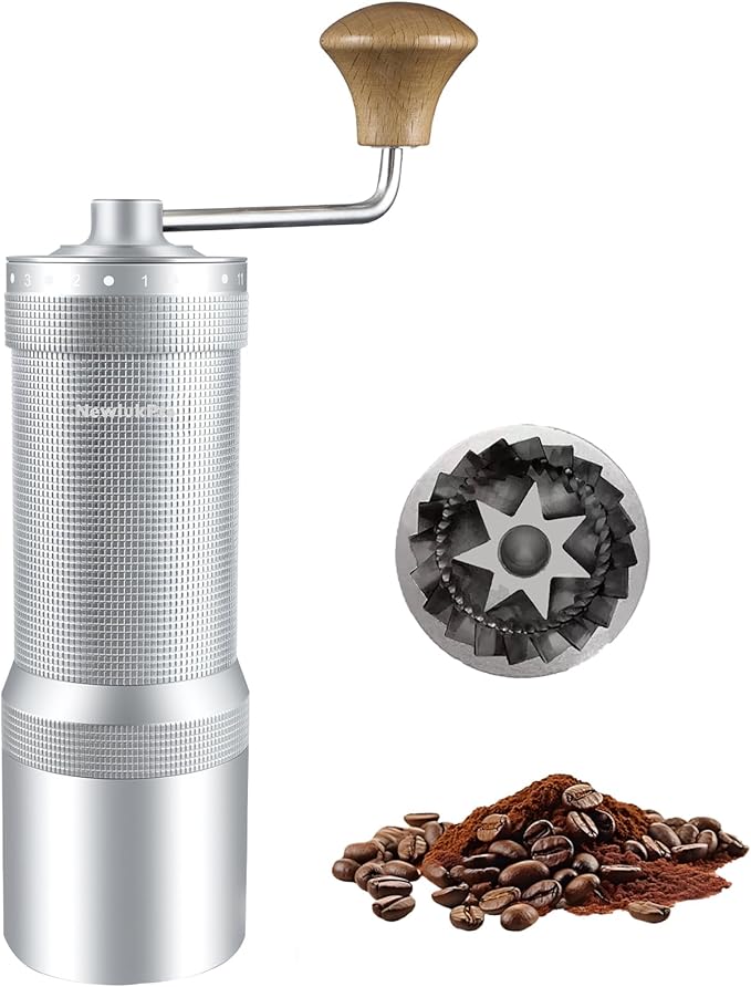 M7 Manual Coffee Grinder, Capacity 35g, Seven Segment Burr Sharpening, 48 External Grind Settings, for Manual Coffee Mill Poured Over French Espresso