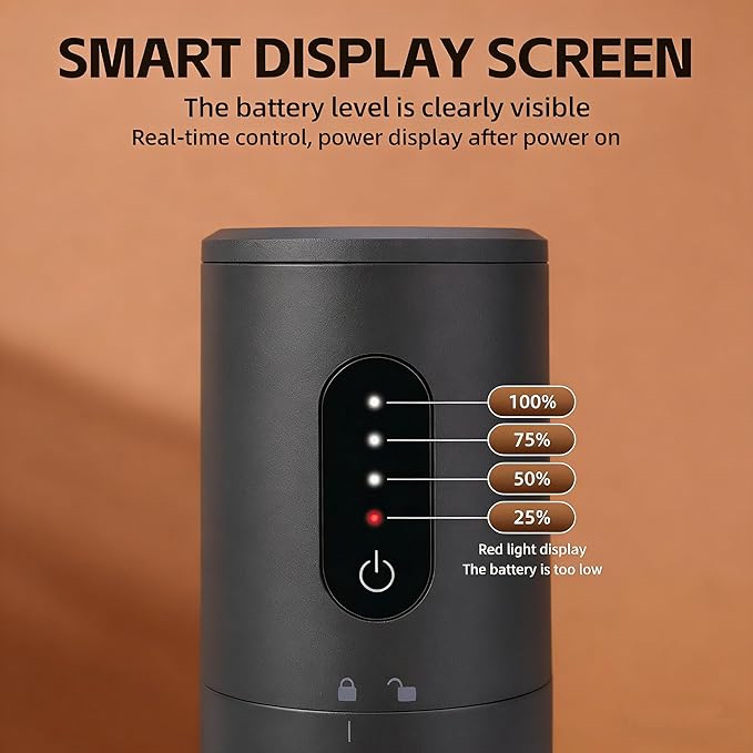 Conical Burr Coffee Grinder. Portable Electric Espresso Bean Grinder for Travel, Camping.Rechargeable Cordless Coffee Grinders with 38 Adjustable Grind Settings
