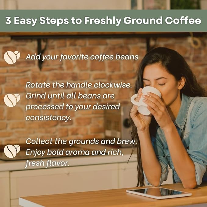 Sozen 9" Manual Coffee Grinder Brass – Hand Crank Burr Mill for Turkish Coffee, French Press, Espresso, Camping & Home Use – Portable Coffee Bean Grinder, Adjustable Conical Grinder
