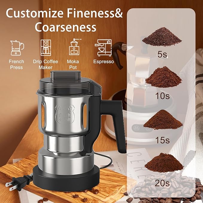 Spice Grinder, 250W Powerful Electric Coffee Grinders, 500ml Mini Home Grinder Smash Machine with Steel 6-Blades for Grinding Coffee Beans Spices Dry Herbs Nuts,One-Button Operation