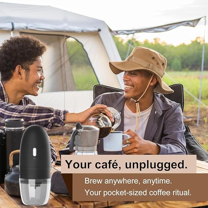 Electric Coffee Grinder, Conical Burr, Adjustable Grind Settings | Portable USB-C Rechargeable, for Espresso, French Press, Cold Brew, Travel & Home, Black