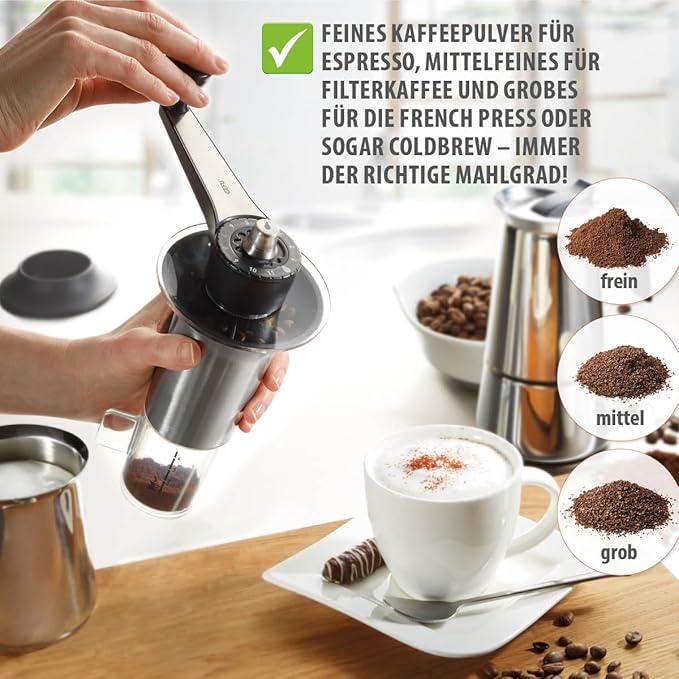 GEFU Handheld Coffee Grinder with Adjustable Ceramic Grinding Gear
