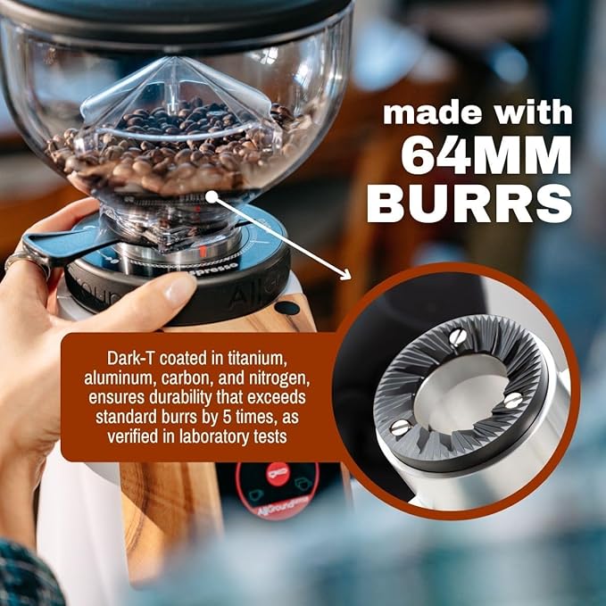 AllGround All Purpose Home Coffee Grinder - Residential Grinder - Made in Italy - By Fiorenzato (Bright Silver)