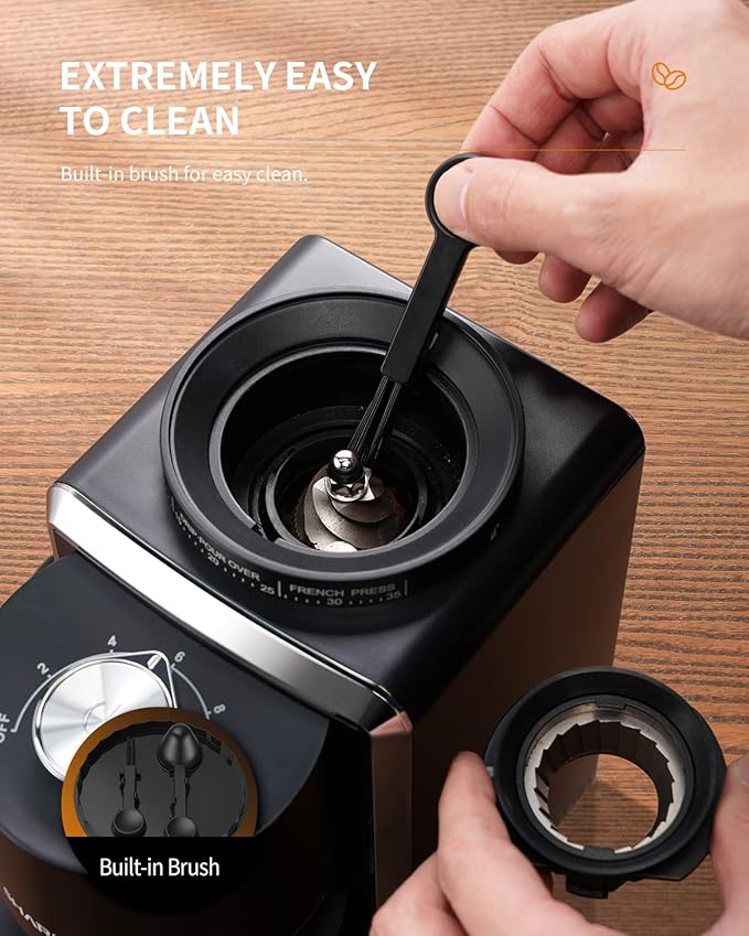 SHARDOR Conical Burr Coffee Grinder, Electric Coffee Bean Grinder with 35 Grind Settings, Adjustable for 2–12 Cups, Anti-Static Design, Black
