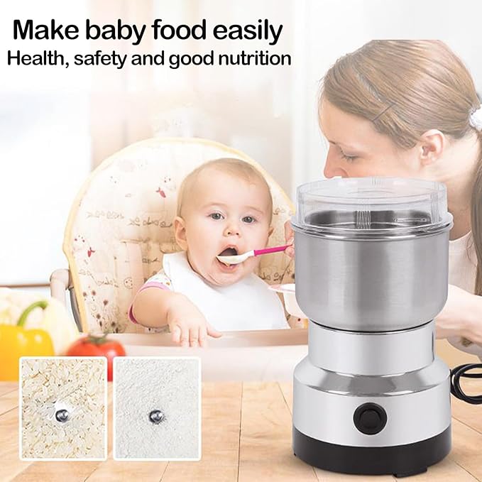 Stainless Steel Electric Coffee Grinder, Quiet Spice Grinder, One Touch Coffee Mill for Beans, Spices and More