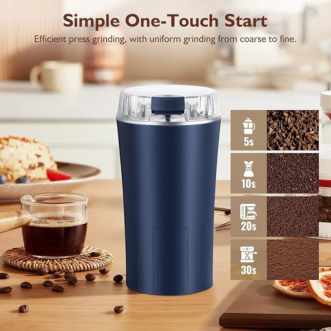 Electric Coffee Grinders - One-Key Portable Coffee Bean and Spice Grinder, 300W Powerful Power with Heavy-Duty Stainless Steel, Portable Coffee Grinder Electric for Coffee, Spices, Herb, Nuts,etc.