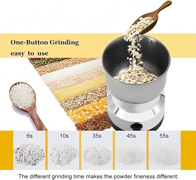 Electric Coffee Grinder & Mini Grain Crusher, 200W Fast Grinding with Stainless Steel Bowl and Blades,100g Capacity One Botton On/Off Switch | for Coffee Beans, Spices, Seeds, Herbs Dry Food Mill