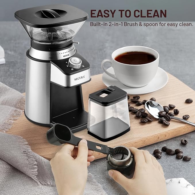 Secura Conical Burr Coffee Grinder Electric Coffee Bean Grinder with 17 Precise Grind Settings Automatic 2-12 Cups Coffee Grinder for Espresso French Press Coffee