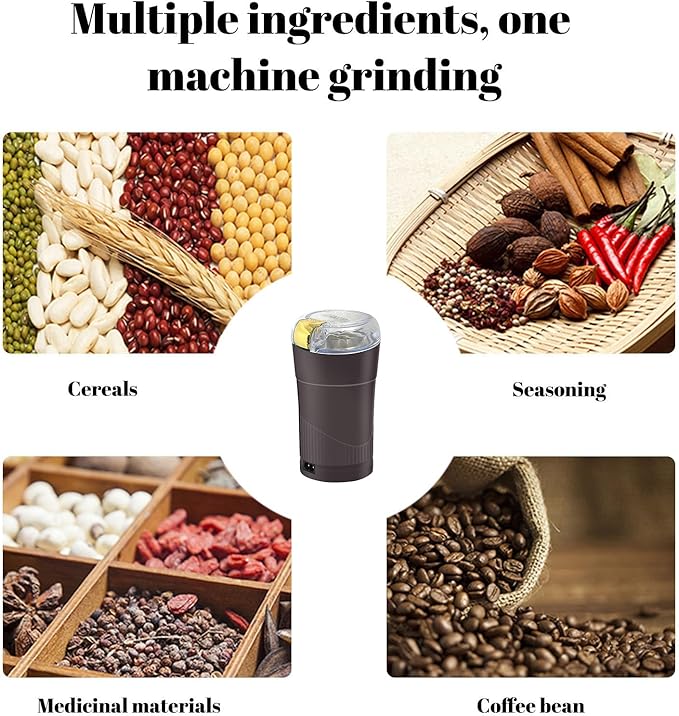 Coffee Grinder for Kitchen, Electric Spice Herb Grinder Dry Comes with Removable Stainless Steel Blades, 200w Large Capacity Suitable for Grinding Spices, Herbs, Coffee Beans, Grains, Nuts