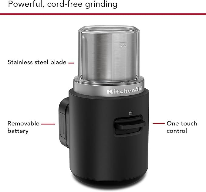 KitchenAid Go™ Cordless Blade Grinder - battery included, KBGR111, Black Matte