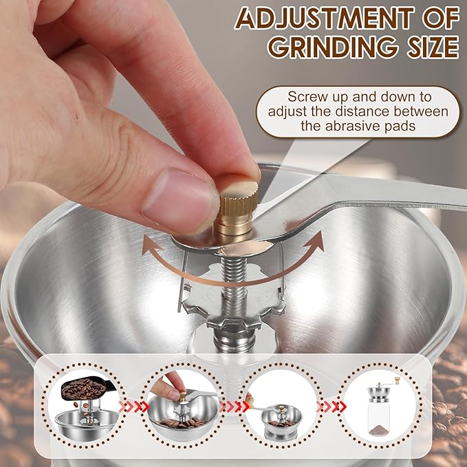 Mason Jar Coffee Grinder, Manual Coffee Grinder Lid Attachment for Wide Mouth Mason Jars, Stainless Steel Coffee Grinder Lid, Mason Jar Accessories Ideal for Camping & Home Barista (86mm)