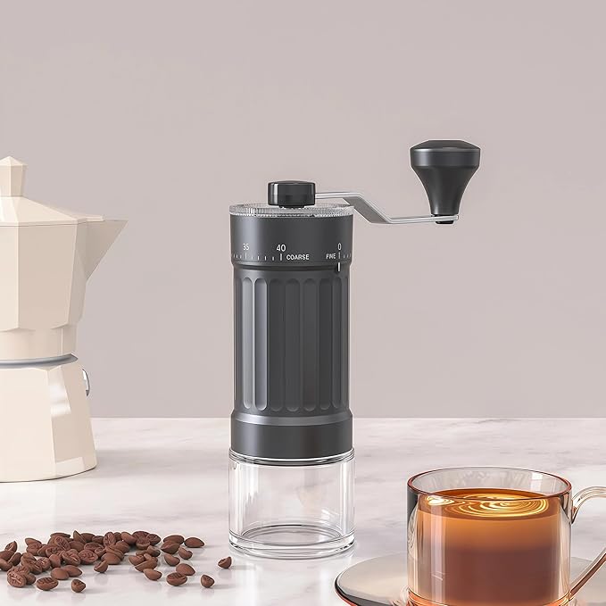 Manual Coffee Grinder, Burr Coffee Bean Grinder, Adjustable Portable Coffee Grinder with 30g Capacity, Ideal for Travel, Camping, Office, Espresso, Pour Over, etc