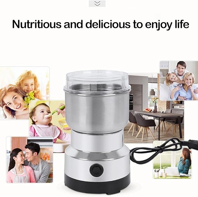 Stainless Steel Electric Coffee Grinder, Quiet Spice Grinder, One Touch Coffee Mill for Beans, Spices and More