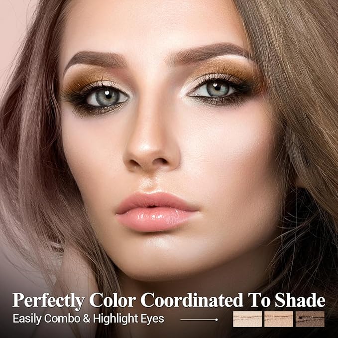 Neutral Eyeshadow Stick Makeup 6PCS Set, Metallic Shimmer Matte Cream Eye Shadow Eyeliner Brightener Pencil Crayon - BROWN NEUTRAL