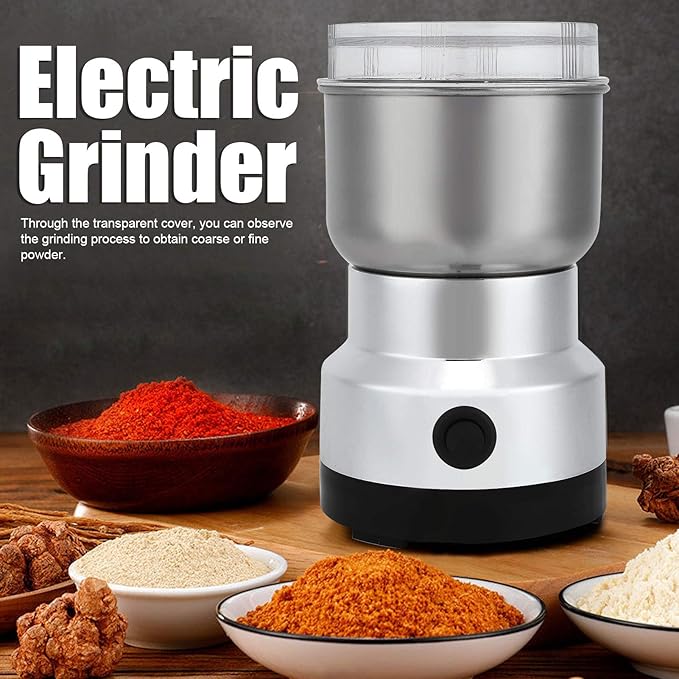 Electric Grinder, 100-200W Multifunctinal Electric Coffee Grinder Kitchen Mill Machine for Grains, Nuts, Beans, Spices(US Plug 110V)