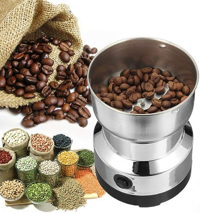Fdit Coffee Grinder, Stainless Steel Grind Crusher, Electric Coffee Coffee Nut Grain Grinder for Coffee Beans, Kitchen s,Nuts(US)