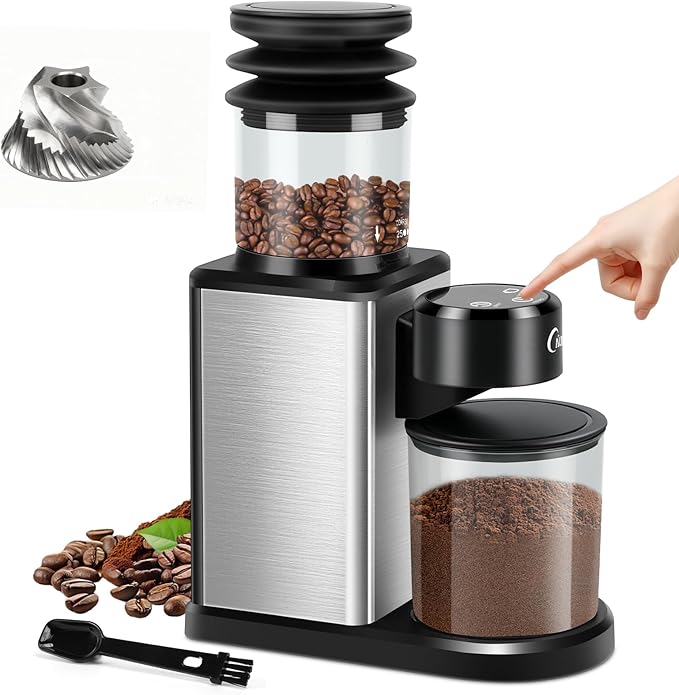 Electric Coffee Grinder for Home & Cafés: Automatic 25-Setting Conical Burr coffee grinder with 120g Expandable Hopper Durable - Anti-Static & Quiet Grinding Perfect for Multi-Cup Brewing
