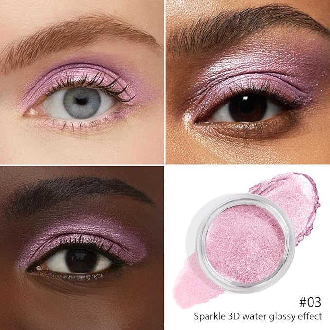 Cream Glitter Soft Pink Shimmer Metallic Eyeshadow Palette Makeup, Natural Single Mini Instant Holographic Eyeshadow For Older Women, Sombras Crema Para Ojos, Talc, Paraben & Cruelty Free