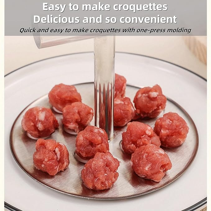 Stainless Steel Meatball Maker, 6/12 Balls Manual Meat Baller Maker Machine Press Tool,Meatball Made Tools,Meatball Making for Kitchen (12-Ball)