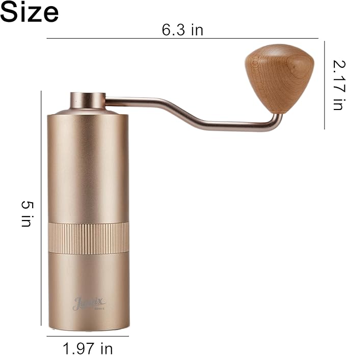 Novaα Manual Coffee Grinder,CNC Stainless Steel Hexagonal-star Conical Burr Coffee Grinder,Internal Adjustable Setting,Lightweight Grinder Setting For Camping/Travel/Home,Champagne