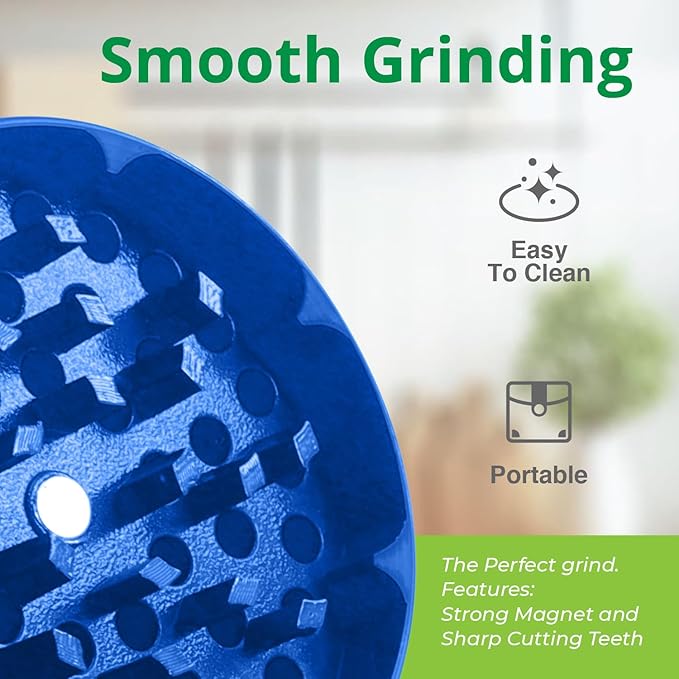 2.5" Manual 3-Piece Zinc Grinder with Large Bottom Chamber (Blue)