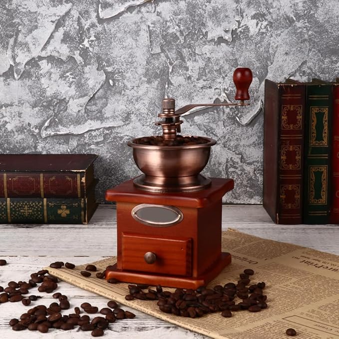 Cabilock Manual Coffee Bean Grinder 6.69 Inch Portable Hand Grinder with Burr Grinding Cone and Iron Handle Compact Coffee Grinding Machine for Home and Travel