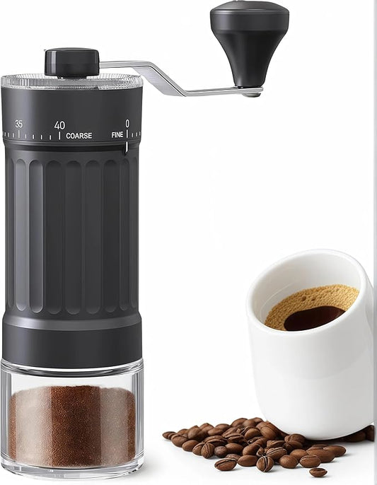 Manual Coffee Grinder, Burr Coffee Bean Grinder, Adjustable Portable Coffee Grinder with 30g Capacity, Ideal for Travel, Camping, Office, Espresso, Pour Over, etc