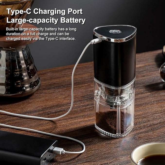 Coffee Grinders for Home USE, Burr Coffee Grinder, Ccoffee Maker with Grinder Built in USB Charging, Adjustable Coarse/Fine Grinding, Suitable for Various Coffee Brewing Modes