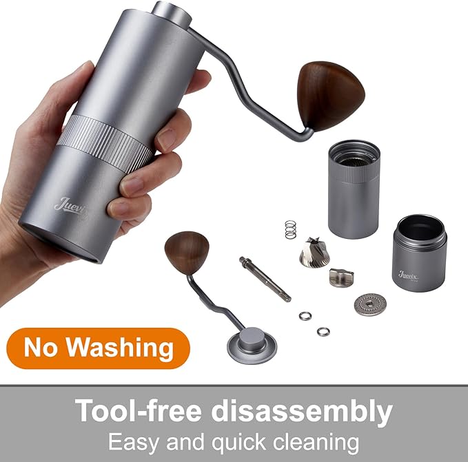 Novaα Manual Coffee Grinder,CNC Stainless Steel Hexagonal-star Conical Burr Coffee Grinder,Internal Adjustable Setting,Lightweight Grinder Setting For Camping/Travel/Home,Champagne