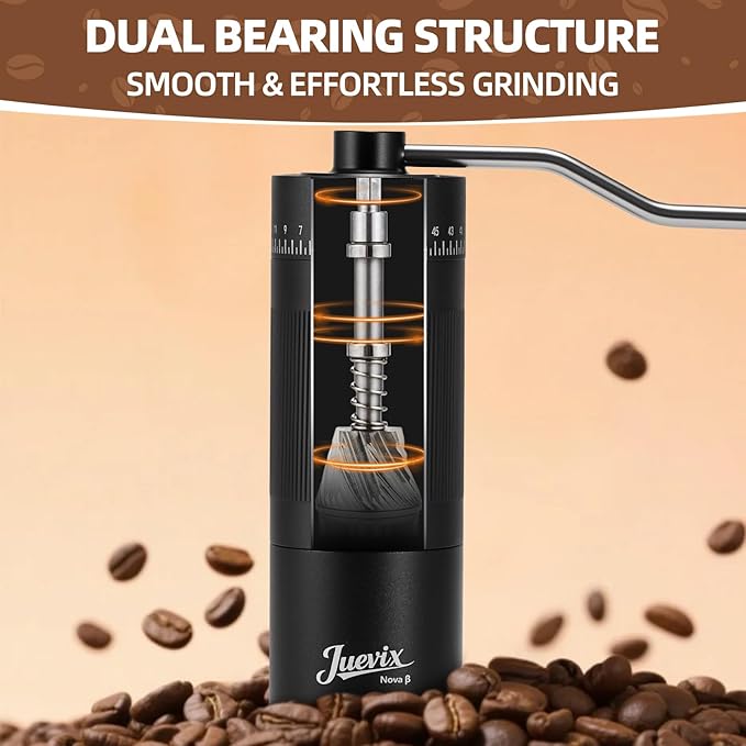 Novaβ Manual Coffee Grinder with External Adjustment, Six-Star Stainless Steel Conical Burr, Adjustable Hand Grinder for Espresso, Pour Over, French Press