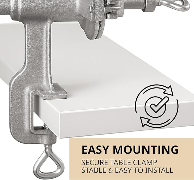 Manual Grain Mill Grinder – Cast Iron Hand Crank Mill with 2 Hoppers for Corn Wheat Coffee Flour Silver Grain Grinder Manual for Kitchen Includes Plate Cover Rubber Pad Extra Pin