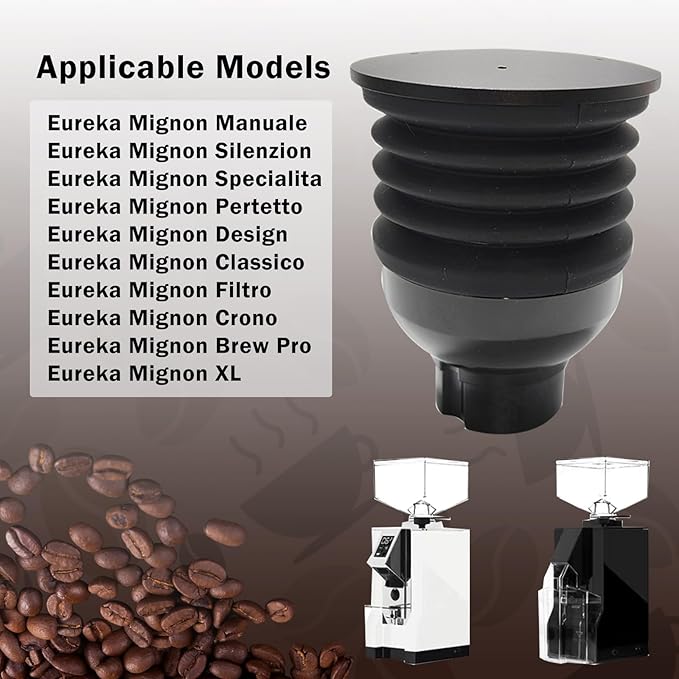 Single Dose Hopper with Silicone Bellow and Aluminum Lid,Coffee Grinder for Eureka Mignon Grinder 2 in 1 Function MMG Accessories Hand Pressure Bellow for Home Shop to Clean and Collect Coffee Grounds