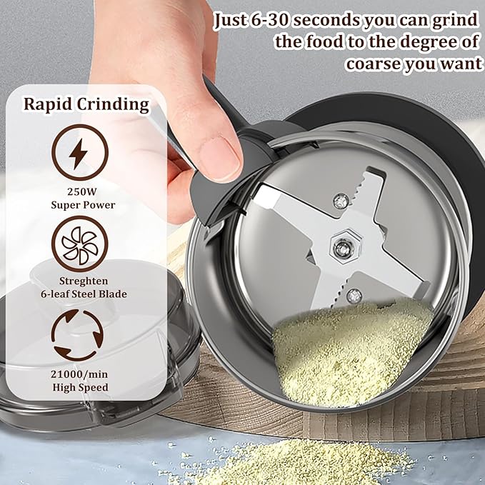 Spice Grinder, 250W Powerful Electric Coffee Grinders, 500ml Mini Home Grinder Smash Machine with Steel 6-Blades for Grinding Coffee Beans Spices Dry Herbs Nuts,One-Button Operation