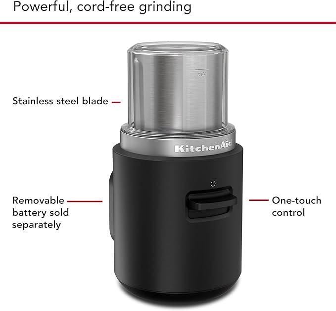 KitchenAid Go™ Cordless Blade Grinder - battery sold separately, KBGR100, Black Matte