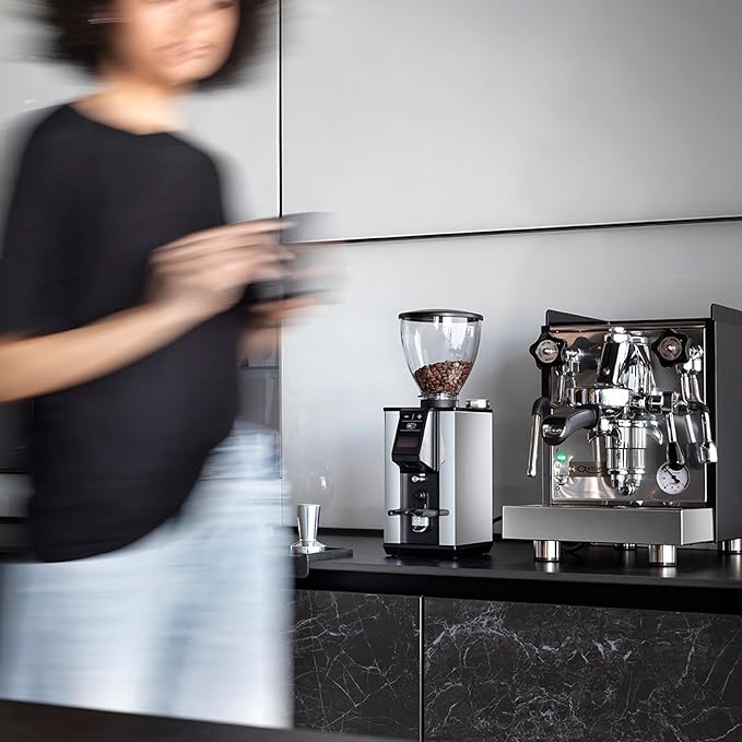 LEO 55 Touch Burr Coffee Grinder, White – 55mm Flat Burrs, Compact & Quiet, Stepless Micrometric Adjustment, Precision Grinding, Home Espresso Machine Compatible, Touch Screen