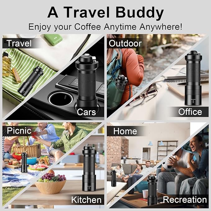 V4 Coffee Grinder, Manual Coffee Grinder with Foldable Handle, Full Aluminum Alloy Body & Stainless Steel Conical Burr for Consistent Grind, Espresso Coffee Grinder for Travel Camping Home
