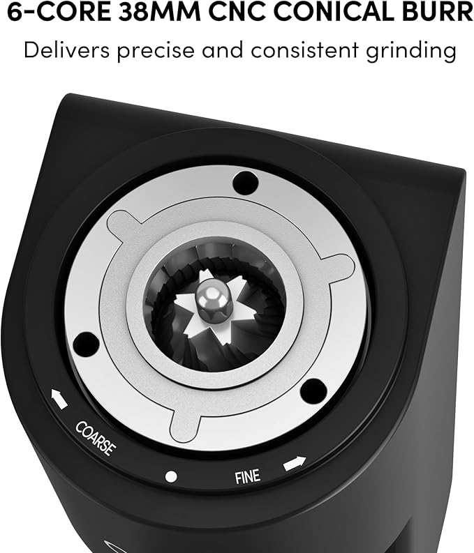 Single Dose Coffee Grinder,Wirsh Geimori GU38 Coffee Grinder with 38mm 6-Core Stainless Steel Conical Burr, 0.01mm Stepless Adjustment, Low Retention Espresso Grinder with Magnetic Dosing Cup,Upgrade