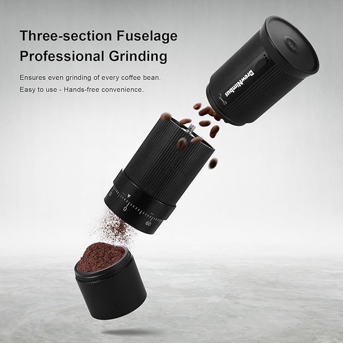 Portable Electric Coffee Grinder – Rechargeable Coffee Bean Grinder with Stainless Steel Conical Burr for Travel, Camping – External Adjustable Settings for Espresso, Pour Over & French Press