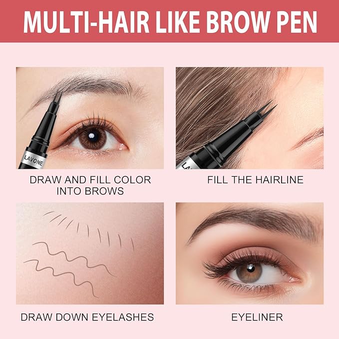 Eyebrow Pencil, 2-in-1 Waterproof Eyebrow Pen, with 2 Tip Microblading Eyebrow Pencil and Ultra-Precise Brow Pencil, with Eyebrow Brush, Eyebrow Pencils for Women, Natural Hair-Like Brows - Blonde