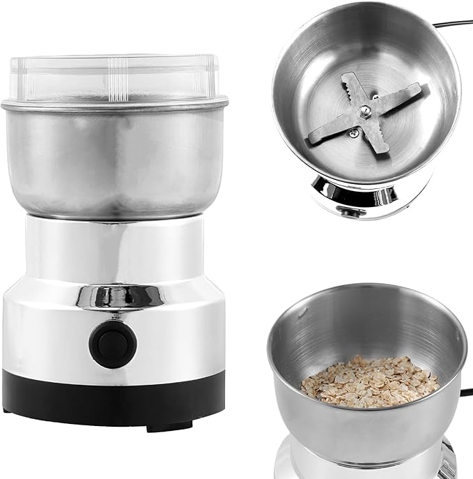 Coffee Grinder, Electric Automatic Grinder with with 4 Stainless Steel Blades 300ml Coffee Mill Grinder One Button Use Coffee Bean Portable Electric for Rice Seeds