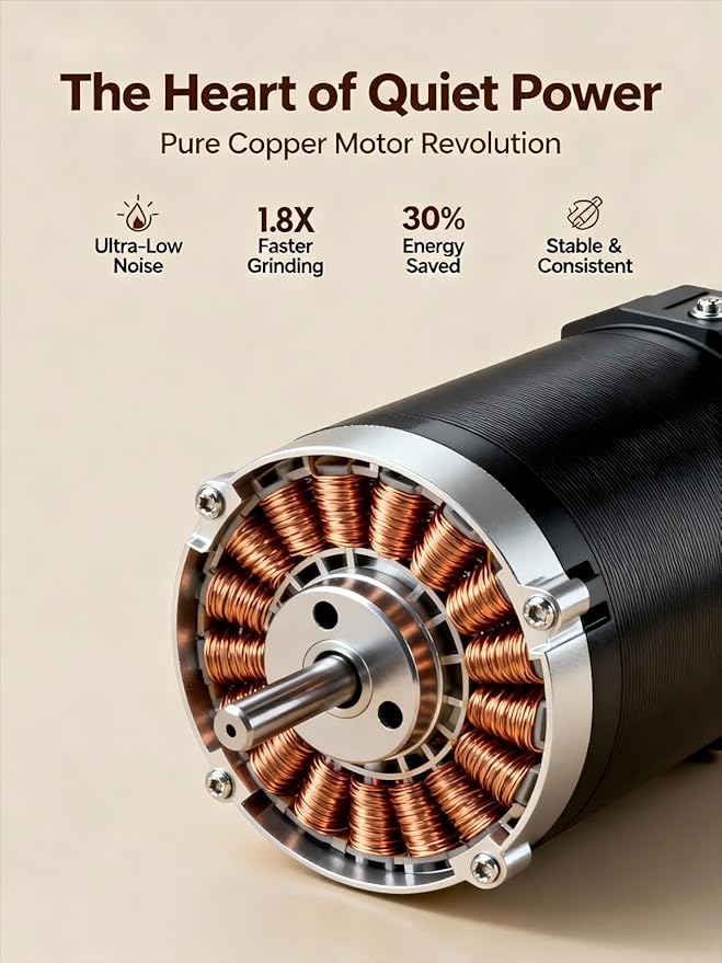 LAMIDO Portable Electric Burr Coffee Grinder - Grind While Charging - 38 External Adjustable Grind Settings - 1.8X Faster Grinding - 2000 mAh Rechargeable Battery for Travel, Camping - Light Beige