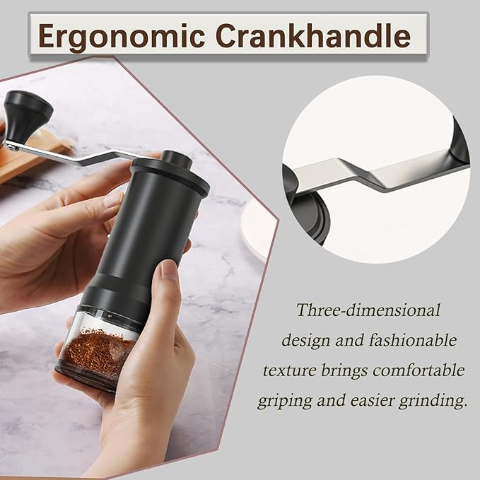 Manual Coffee Grinder, Ceramic Burr Coffee Grinder Manual Adjustable for Fine/Coarse Grind, Portable Spice Grinder with Cleaning Brush for Home, Travel, Camping