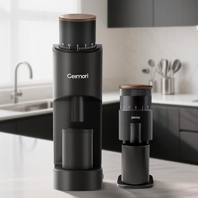 Portable Electric Burr Coffee Grinder,Wirsh Geimori T38 with 3600mAh Battery& Stepless Adjustment for Espresso,Pour Over,French Press, Single Dose, Fast USB-C Charging, Travel & Home Use