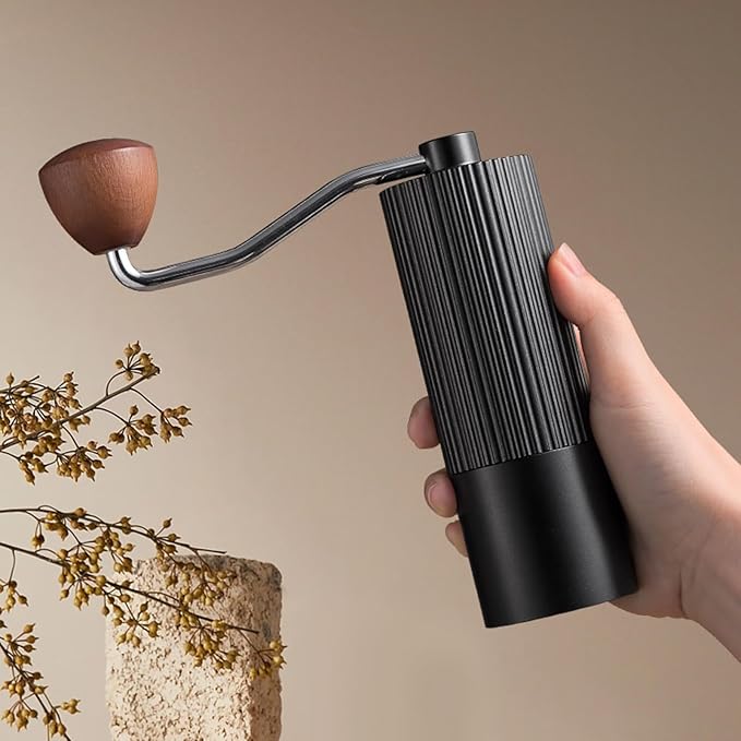 Manual Coffee Grinder – Stainless Steel CNC Conical Burr Hand Grinder, 30g Capacity, Adjustable Coarse-to-Fine Settings, Portable Coffee Mill With Brush (Black)