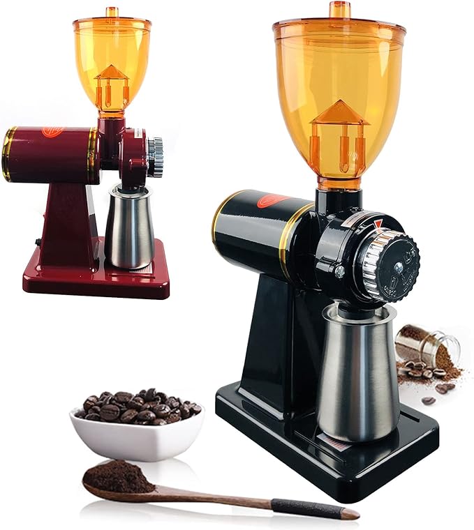 LOYALHEARTDY 180W Electric Coffee Bean, Commercial and Home Milling Machine, Grinding Machine for Beans Nuts Spice Automatic Burr Grinder Professional Miller (black)